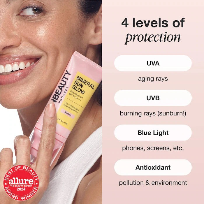 Mineral Sun Glow Broad Spectrum Sunscreen SPF 43 PA +++ with Peptides and Vitamin C