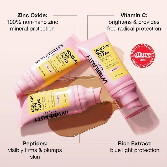 Mineral Sun Glow Broad Spectrum Sunscreen SPF 43 PA +++ with Peptides and Vitamin C