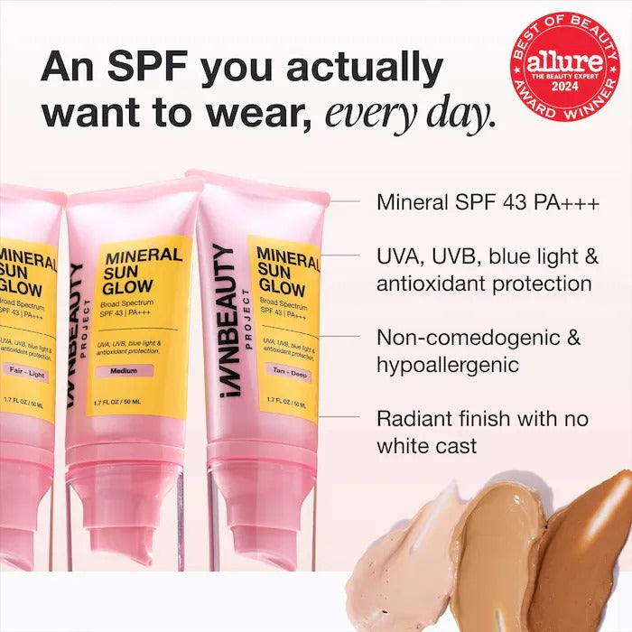 Mineral Sun Glow Broad Spectrum Sunscreen SPF 43 PA +++ with Peptides and Vitamin C
